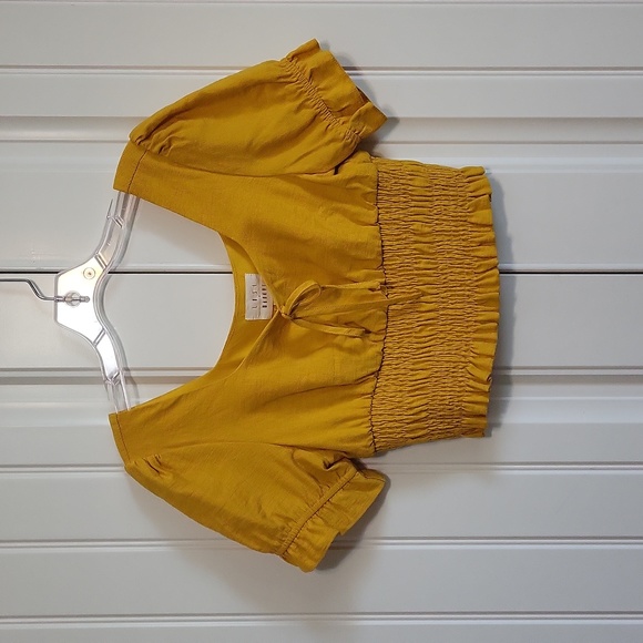 Lost + Wonder Honey Yellow Crop Smock Simple Puff Sleeve Size Small - Picture 9 of 13